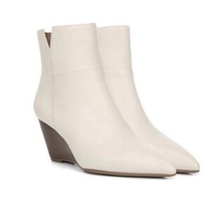Franco Sarto Amsterdam Ankle Wedge Cream Leather Booties size 6.5